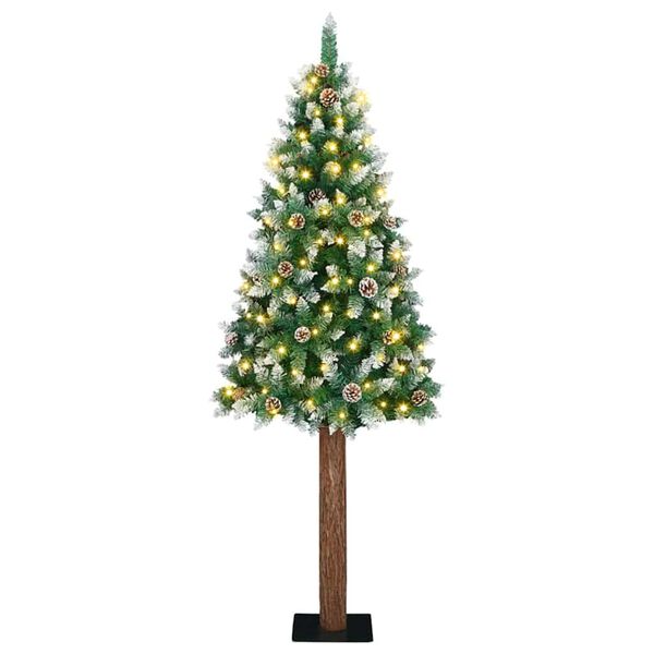 vidaXL Slim Christmas Tree Green 82.7" PVC and Solid Pine wood