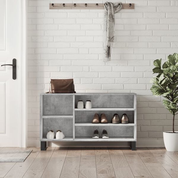 vidaXL Shoe Cabinet Concrete Grey Engineered Wood Medium Shoe Cabinet