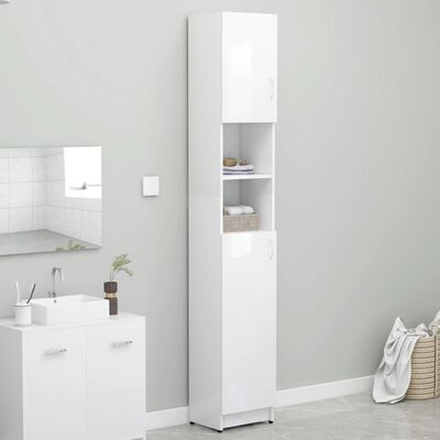 vidaXL Bathroom Cabinet High Gloss White 12.6"x10"x74.8" Engineered Wood