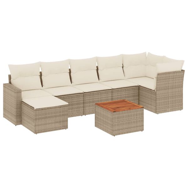 vidaXL Garden Sofa Set Beige Rattan
