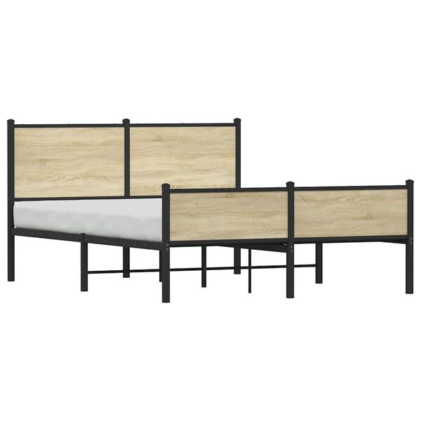vidaXL Bed Frame Sonoma oak Steel, engineered wood Double Durable