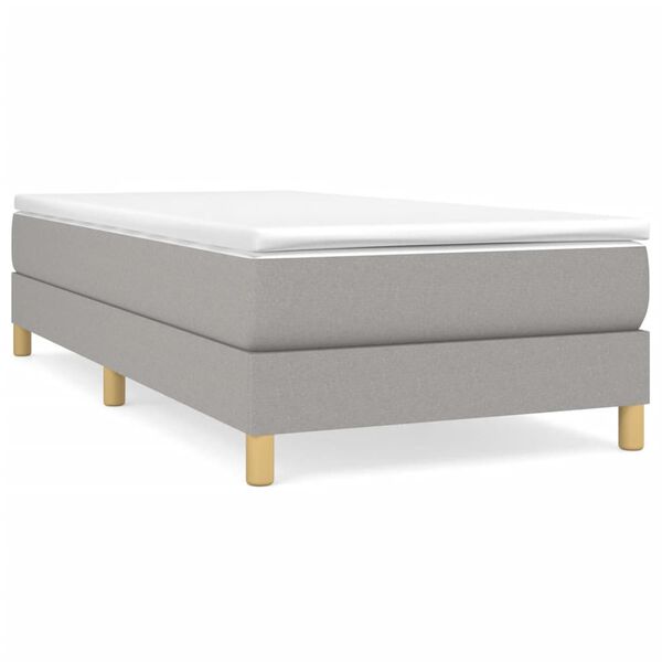 vidaXL Bed Frame Light Gray Polyester, Plywood, Engineered Wood Twin XL