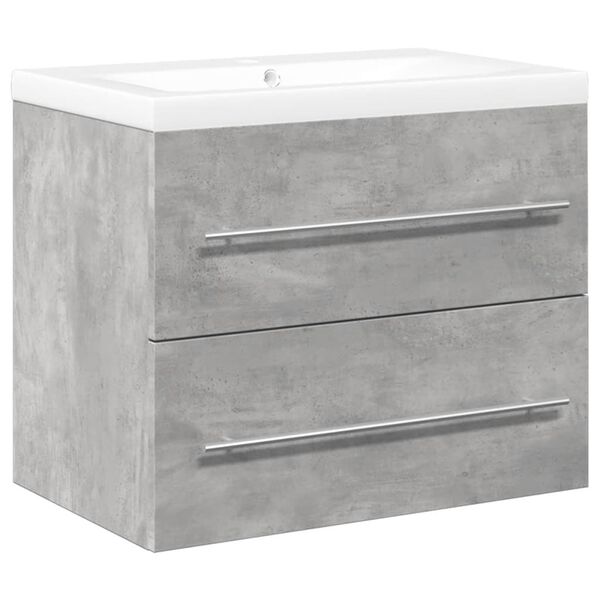 vidaXL Bathroom Furniture Set Concrete Grey, White Engineered Wood, Ceramic