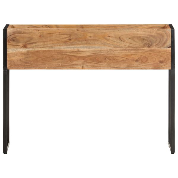 vidaXL Planter Natural wood with black metal frame