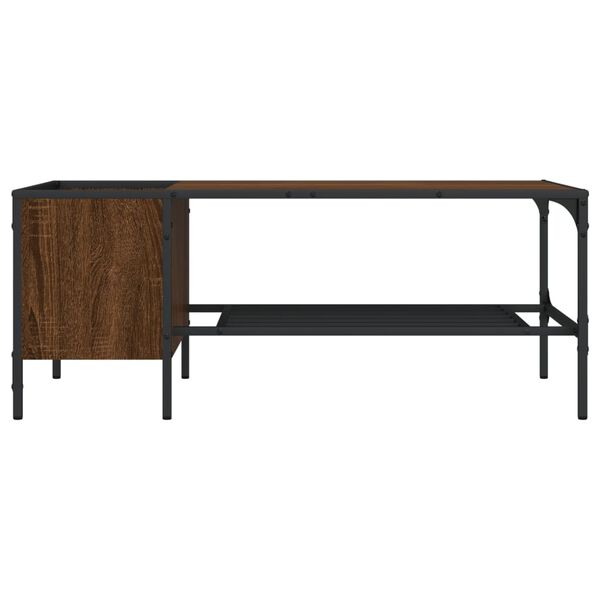 vidaXL Coffee Table Brown Oak and Black Engineered Wood and Metal Medium