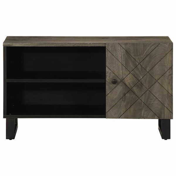vidaXL TV Cabinet Black Solid Mango Wood Medium TV Cabinet Rectangular