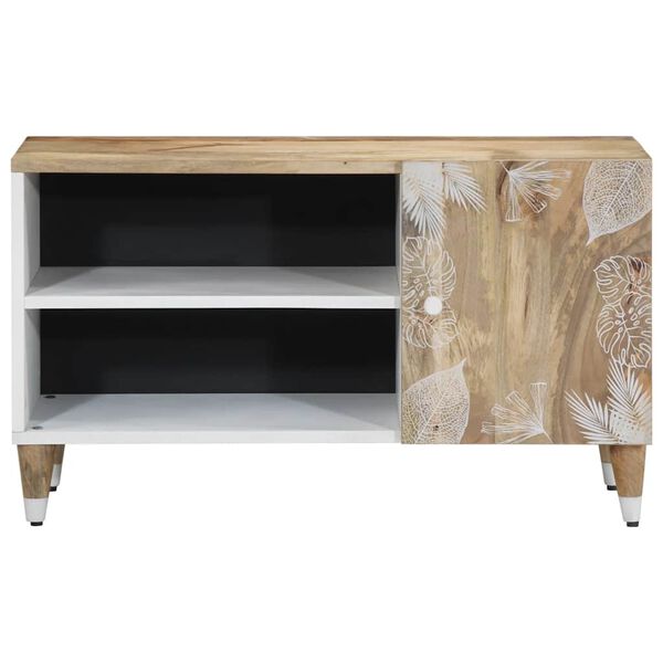 vidaXL TV Cabinet Natural Mango with White Paint
