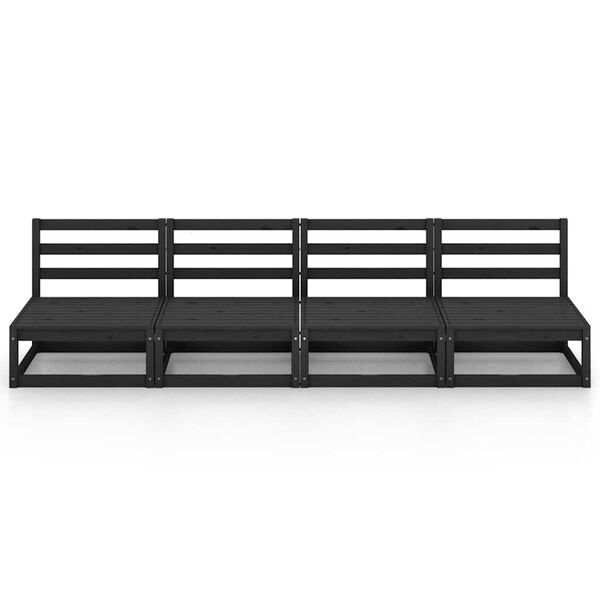 vidaXL Garden Sofa Black Solid pine wood Standard Modular Outdoor Sofa