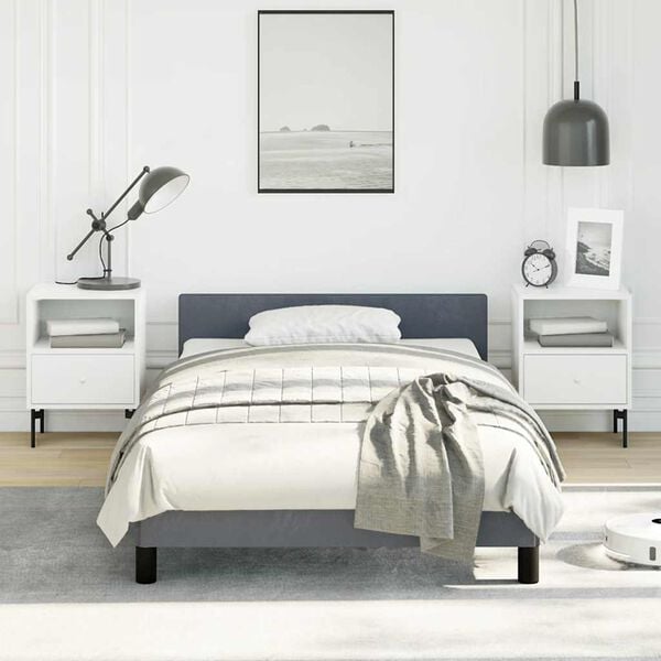 vidaXL Bed Frame With Headboard Dark Grey
