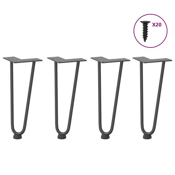 vidaXL Hairpin Table Leg Anthracite Solid powder-coated steel Standard