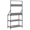 vidaXL Baker's Rack with Hooks 4-Tier Gray Sonoma Engineered Wood