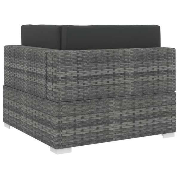 vidaXL Corner Seat Gray PE rattan, Powder-coated steel, Polyester Standard