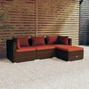 vidaXL Garden Lounge Set Brown with Cinnamon red cushions
