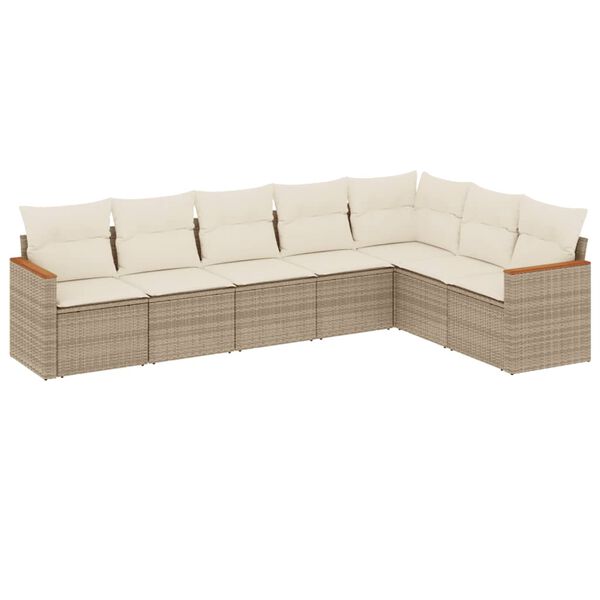 vidaXL Garden Sofa Set Beige, Cream White Poly Rattan, Powder-Coated Steel