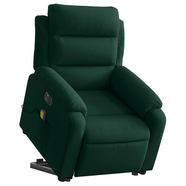 vidaXL Electric Stand Up Massage Recliner Chair Dark Green Velvet Medium