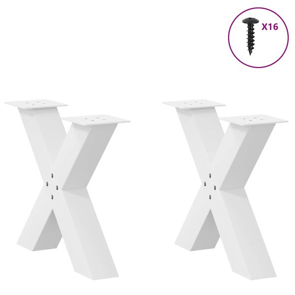 vidaXL Coffee Table Leg Set of 2 White Powder-coated steel 19.7