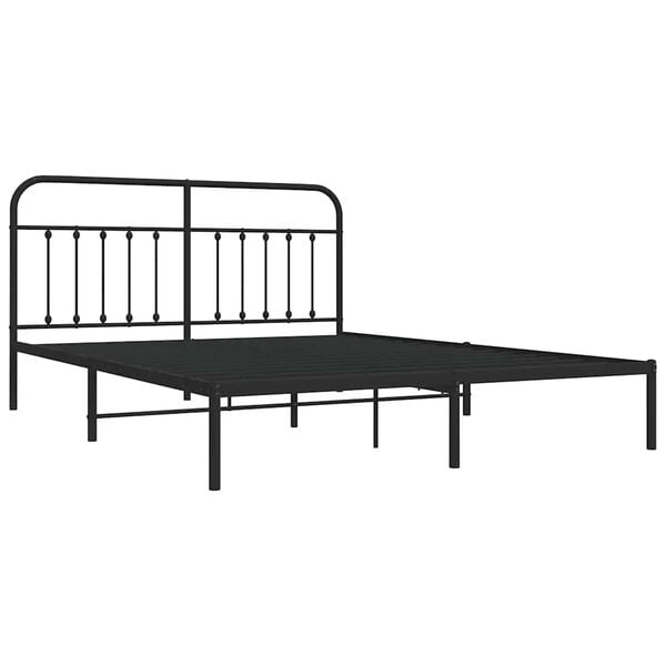 vidaXL Bed Frame Black Steel Full Durable Bed Frame Rectangular