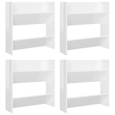 vidaXL Wall Shoe Cabinets 4 pcs High Gloss White 23.6"x7.1"x23.6" Engineered Wood