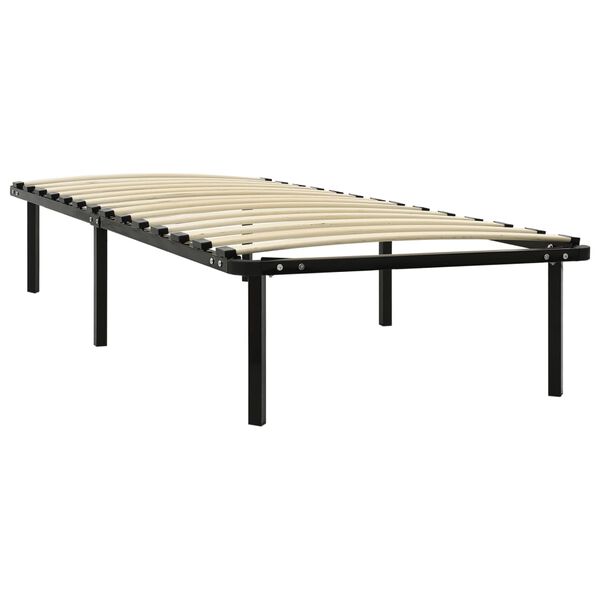 vidaXL Bed Frame Black Metal, poplar wood 39.4 x 78.7 in Durable