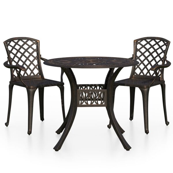 vidaXL Bistro Set Bronze Cast aluminum Medium Durable Bistro Set