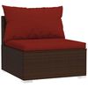 vidaXL Garden Lounge Set Brown PE rattan, powder-coated steel, plastic