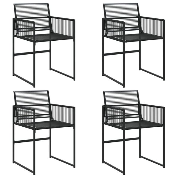 vidaXL Garden Chair Black PE Rattan, Powder-Coated Steel Collapsible