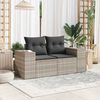 vidaXL Garden Sofa Light Grey PE Rattan, Powder-Coated Steel, Polyester