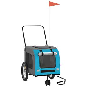 vidaXL Pet Bike Trailer Blue and Grey Oxford fabric, iron, PVC Small