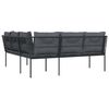 vidaXL Garden Sofa Black Powder-coated steel Large