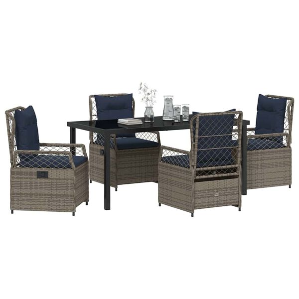 vidaXL Garden Dining Set 5 pcs Gray poly rattan