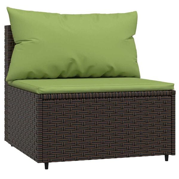 vidaXL Patio Lounge Set Brown and green cushions