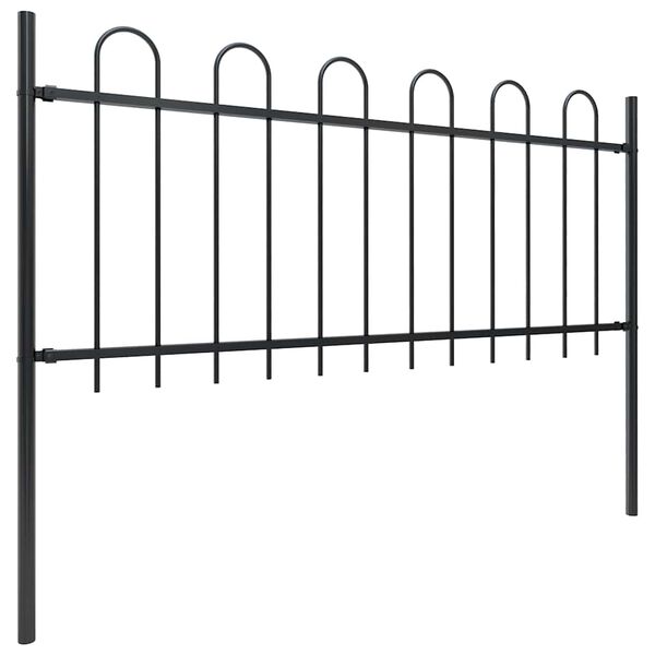 vidaXL Garden Fence with Hoop Top Steel 491.3"x31.5" Black