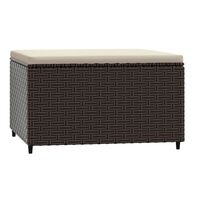 vidaXL Patio Footrest with Cushion Brown Poly Rattan