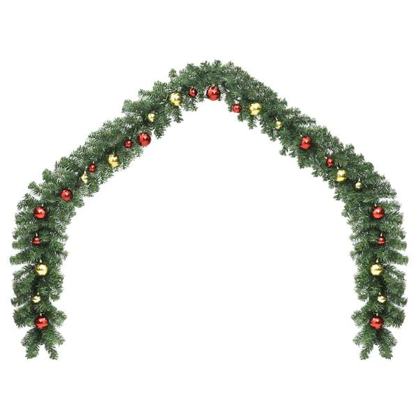 vidaXL Garland Green with gold and red ornaments PVC 16 feet