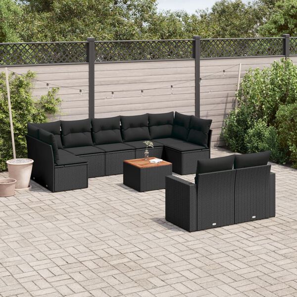 vidaXL Garden Sofa Set Black