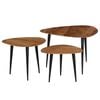 vidaXL Coffee Table Set of 3 Brown and Black Solid Acacia Wood and Steel