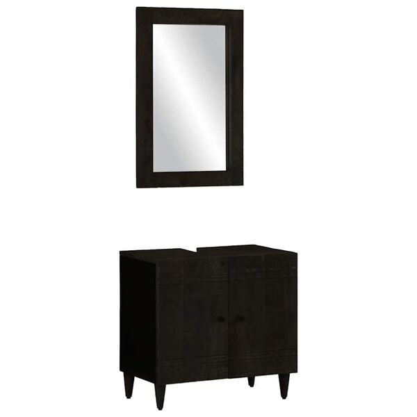 vidaXL Bathroom Furniture Set Black and light grey