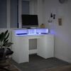 vidaXL Desk with LED Lights White 47.2x21.7x35.8" Engineered Wood