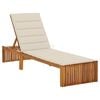 vidaXL Sun Lounger Beige Cushion, Natural Wood