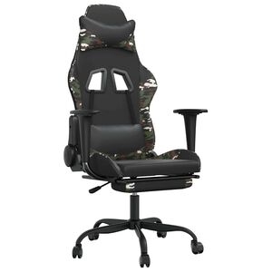 vidaXL Gaming Chair Black and camouflage Faux leather, metal, plywood
