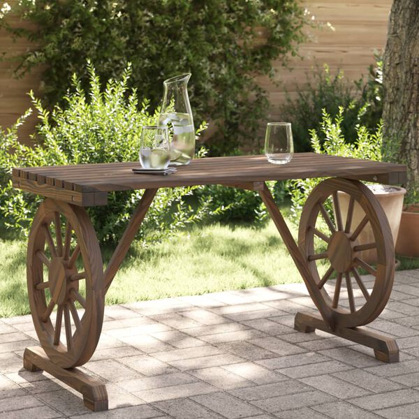 vidaXL Garden Table Burnt wood Solid fir wood Medium Durable