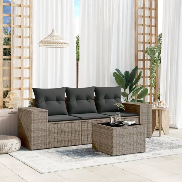 vidaXL Garden Sofa Set Grey PE rattan Large Modular Garden Sofa Set