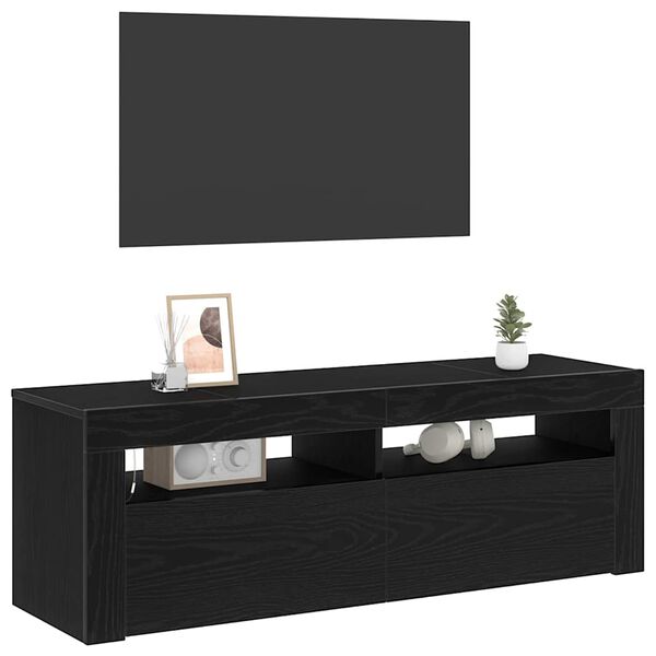 vidaXL TV Cabinet Black Oak 47.24 x 13.78 x 15.75 in Engineered Wood