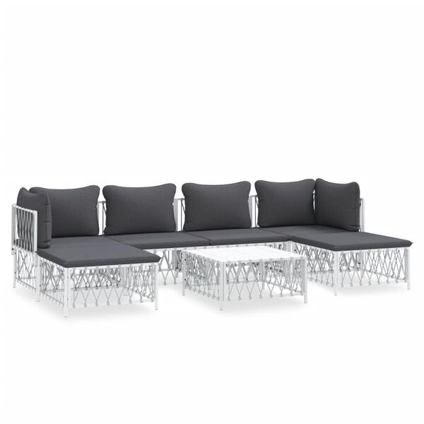 vidaXL Garden Lounge Set White Woven fabric, powder-coated steel, textilene