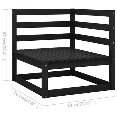 vidaXL 11 Piece Patio Lounge Set with Cushions Black Solid Pinewood