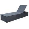 vidaXL Sunlounger Black and Blue PE Rattan, Powder-Coated Steel, Polyester