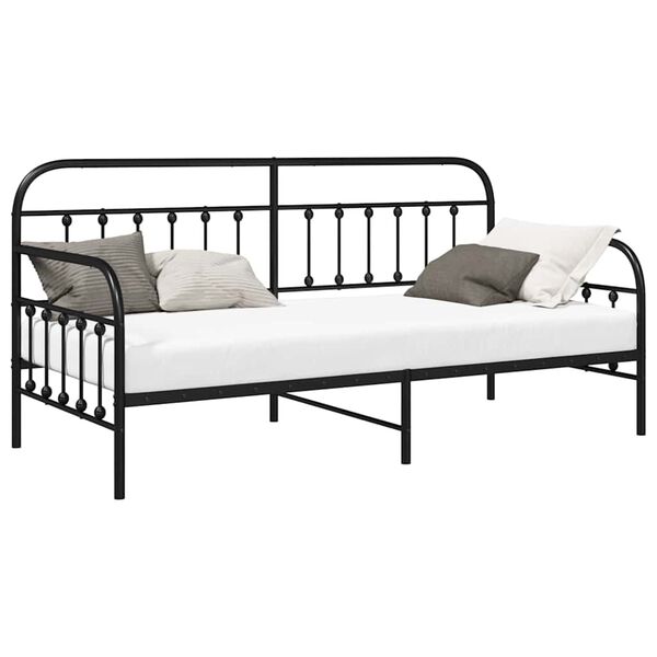 vidaXL Daybed Frame with Headboard Black 42.1" x 79.9" Steel