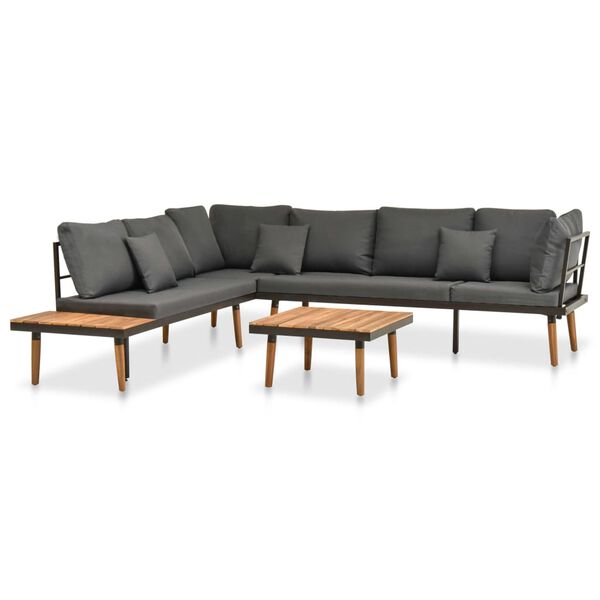 vidaXL Sofa Set Dark grey, Wood