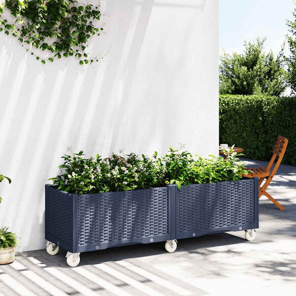 vidaXL Garden Planter Blue Grey Polypropylene Large Portable