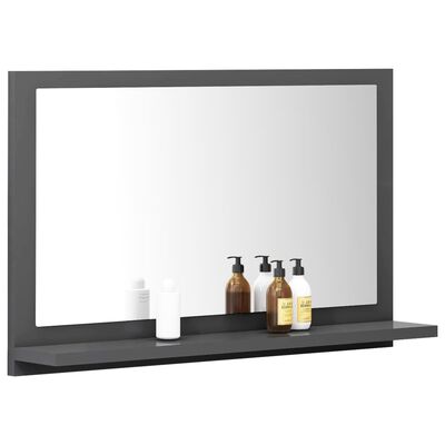 vidaXL Bathroom Mirror Gray 23.6"x4.1"x14.6" Engineered Wood